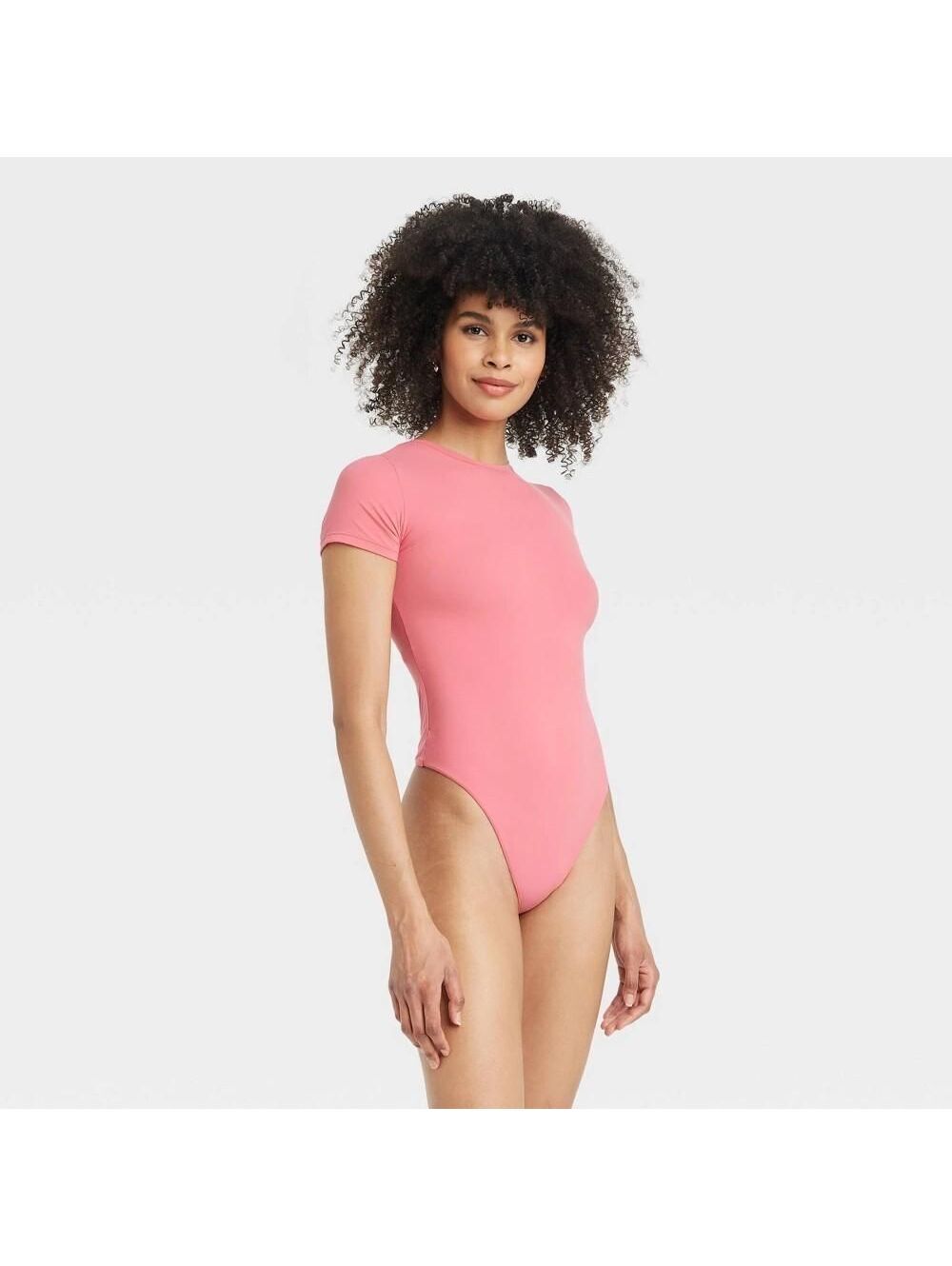 Women's Luxury Collection 4-Way Stretch Short Sleeve Bodysuit Auden Coral L